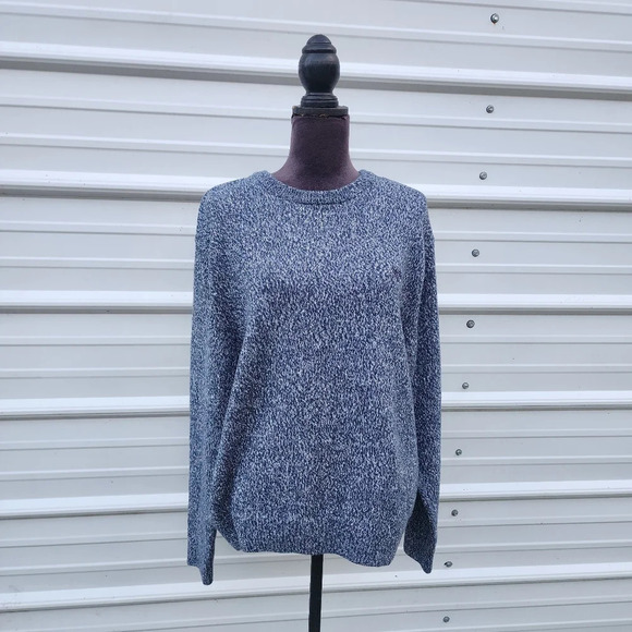 Chaps Men's Heather Blue Logo Long Sleeve Crew Neck 100% Cotton Sweater XL - Picture 1 of 11